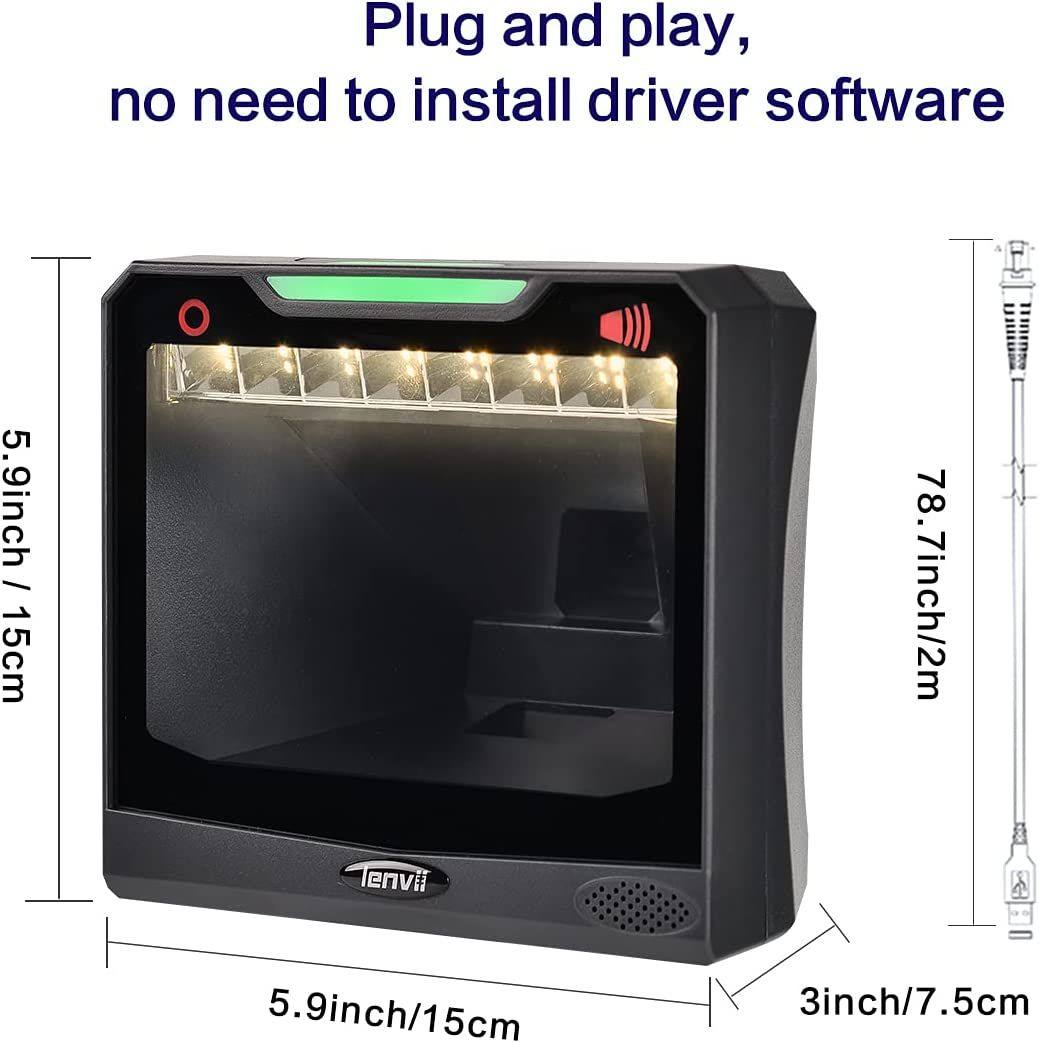 E688  2D Desktop Barcode Reader With Big Windon  1D 2D QR Barcode Scanner  Suitable For Logistics Supermarket Warehouse Prod