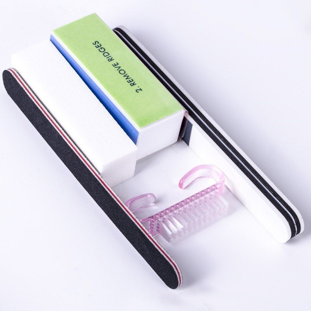 5pcs Nail Files Buffer Block Nail Dust Brush Sand Paper