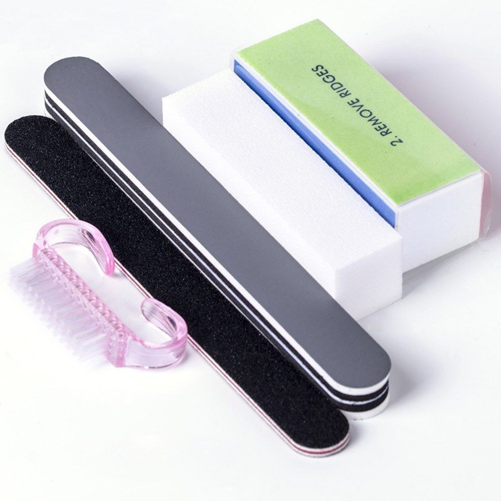 5pcs Nail Files Buffer Block Nail Dust Brush Sand Paper