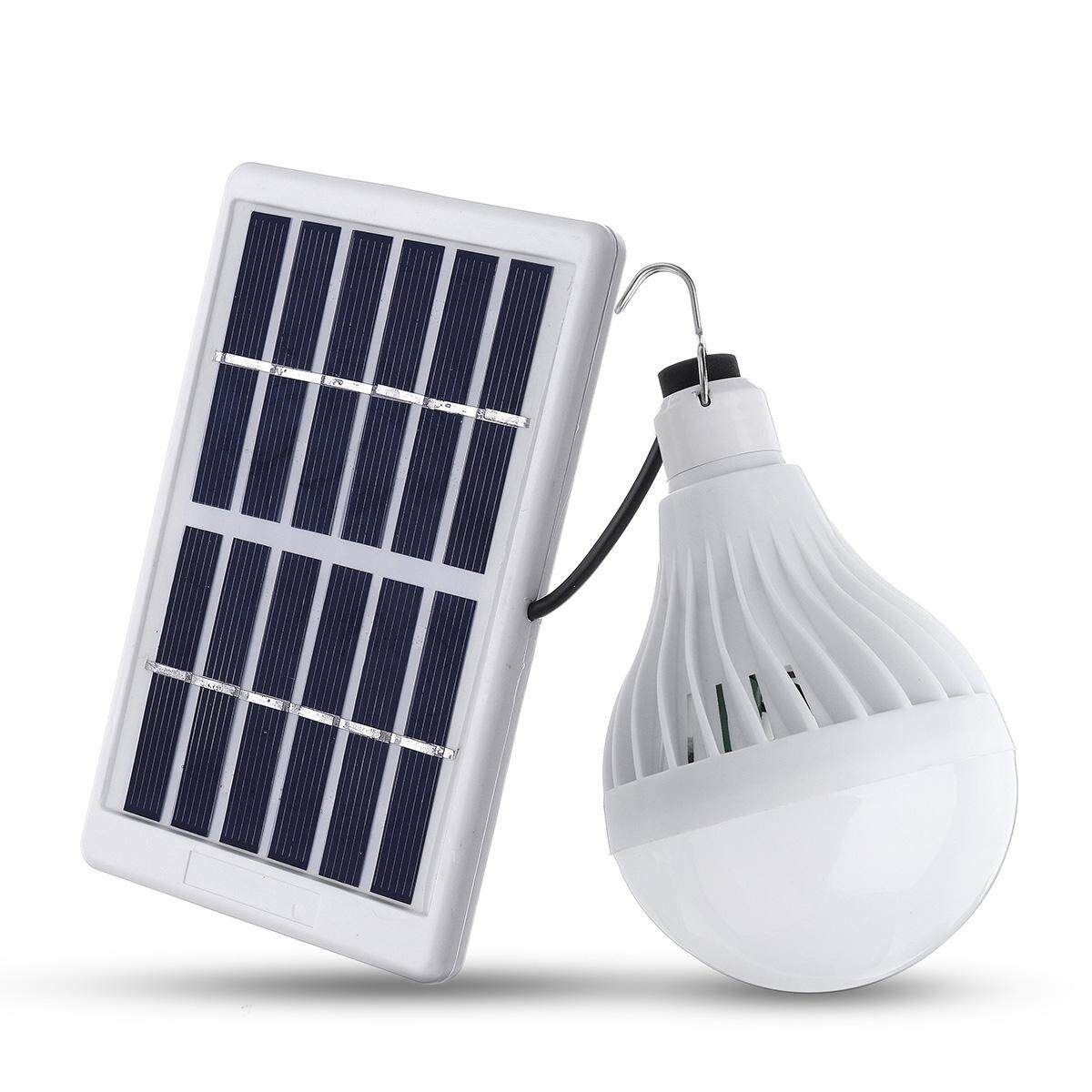 Portable 9W USB LED Light Emergency Rechargeable Bulb Cool White + Polycrystalline Solar Panel Lantern W/ Switch Tent Light Hanging Handy Night Lights Outdoor Camping Lamp