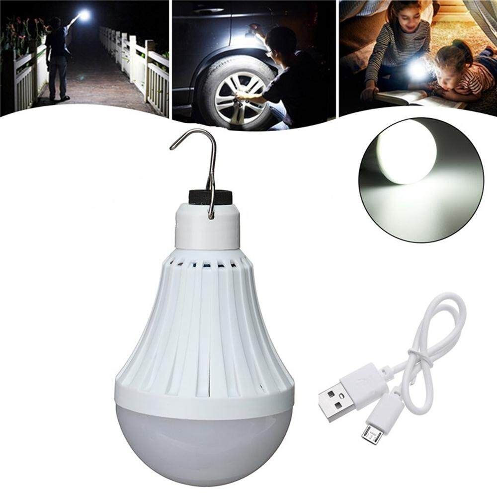 Portable 9W USB LED Light Emergency Rechargeable Bulb Cool White + Polycrystalline Solar Panel Lantern W/ Switch Tent Light Hanging Handy Night Lights Outdoor Camping Lamp