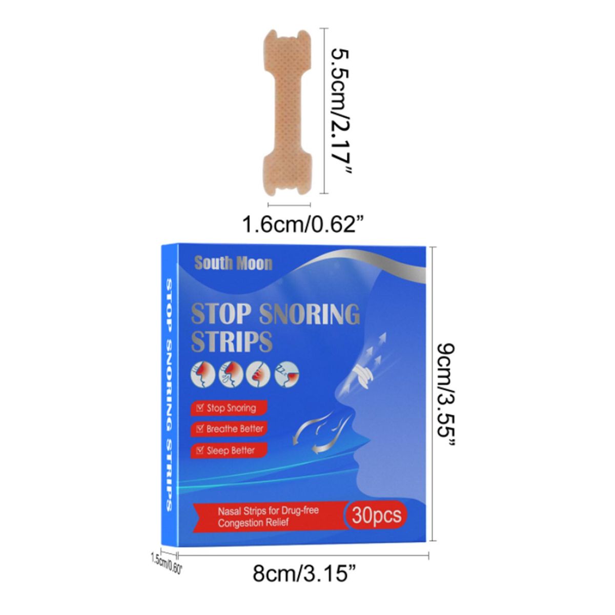 30PCS Nose Nasal Strips to Reduce Snoring Anti-snoring and Relieve Nose Congestion 30 Count Portable