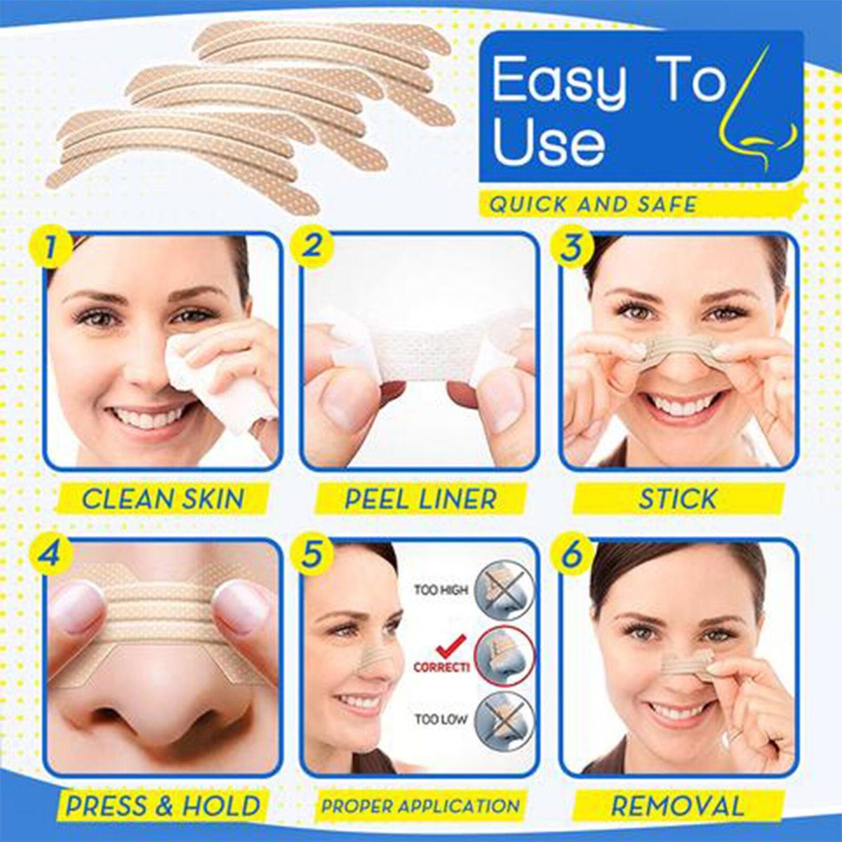30PCS Nose Nasal Strips to Reduce Snoring Anti-snoring and Relieve Nose Congestion 30 Count Portable