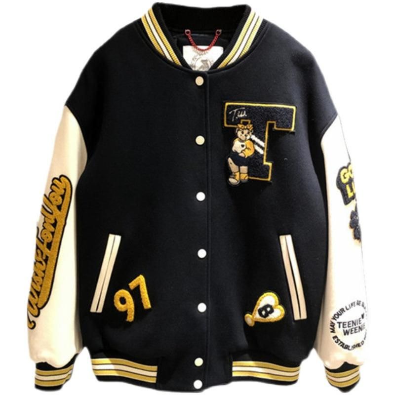 American trend patchwork baseball suit for men Spring and Autumn Couples INS trendy hip-hop jacket