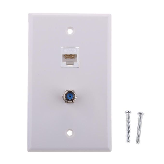 Coaxial F Connector Ethernet Network RJ45 Jack Wall Plate Socket