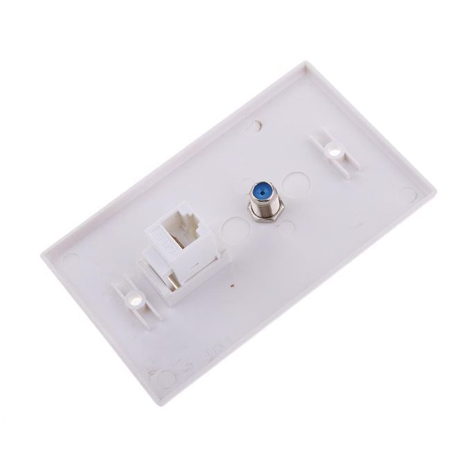 Coaxial F Connector Ethernet Network RJ45 Jack Wall Plate Socket