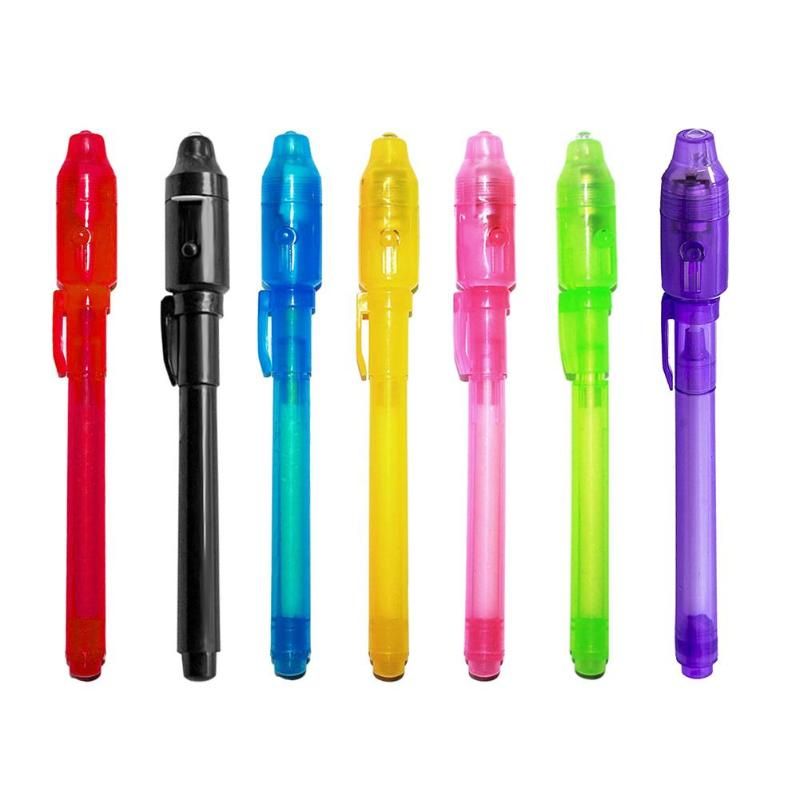 4/7pcs 2 In 1 Luminous Light Invisible Ink Pen Uv