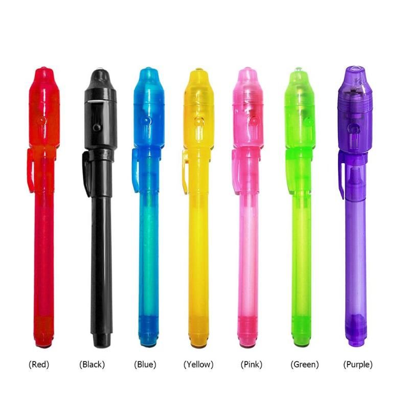 4/7pcs 2 In 1 Luminous Light Invisible Ink Pen Uv