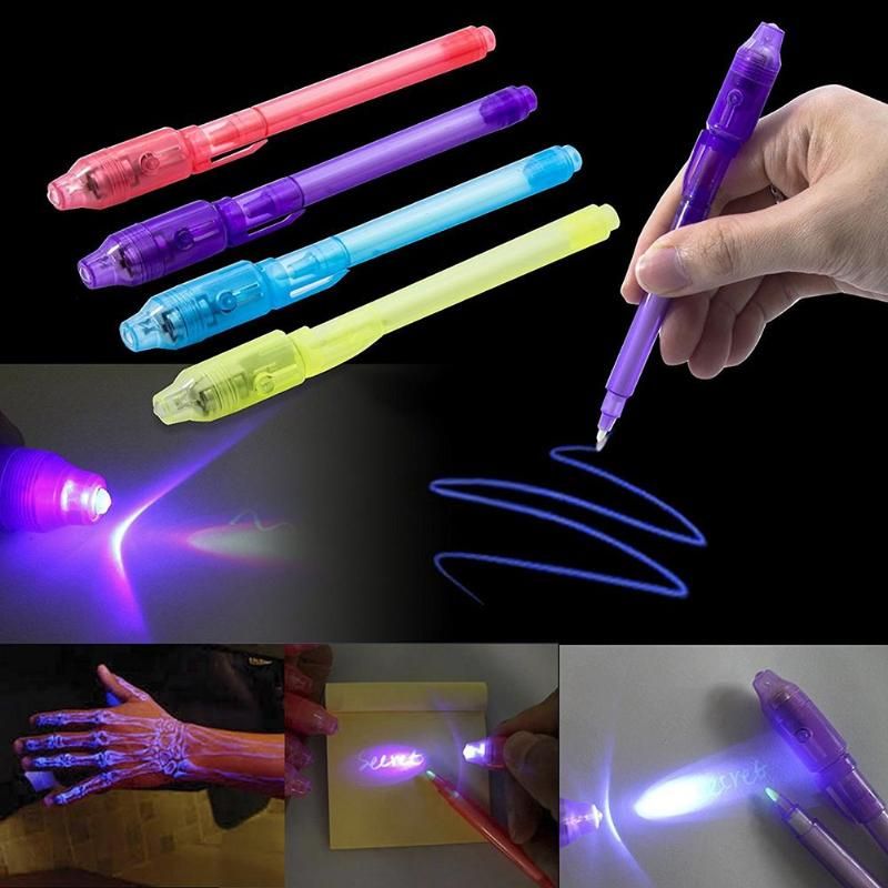 4/7pcs 2 In 1 Luminous Light Invisible Ink Pen Uv
