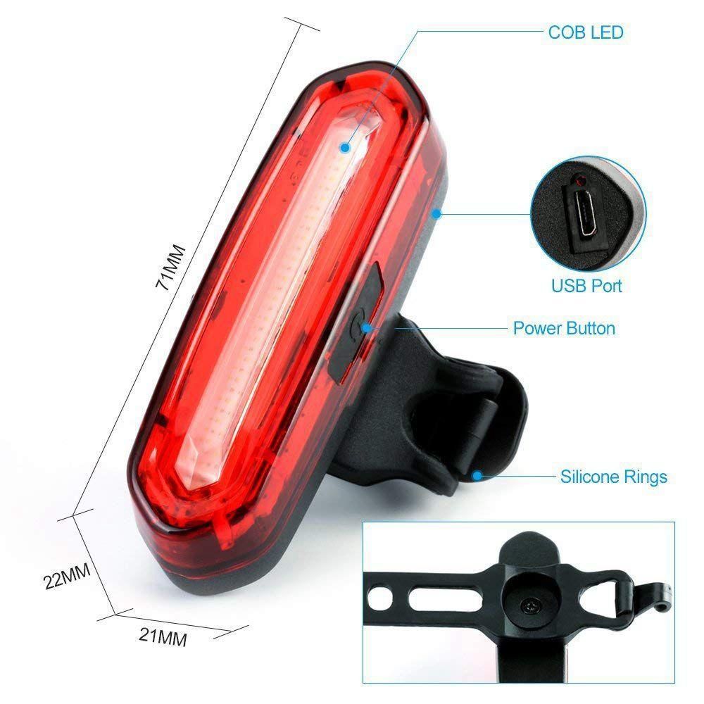 LED Bike Tail Light, USB Rechargeable Bicycle Rear Light, IP