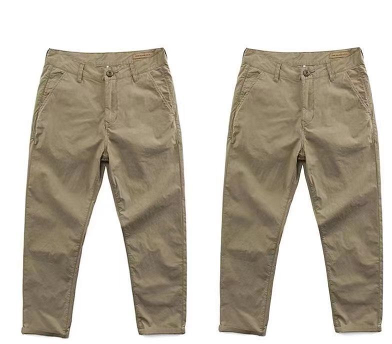 2 In 1 Pure Cotton Men's Loose Nine-cent Trousers (grey And Khaki)