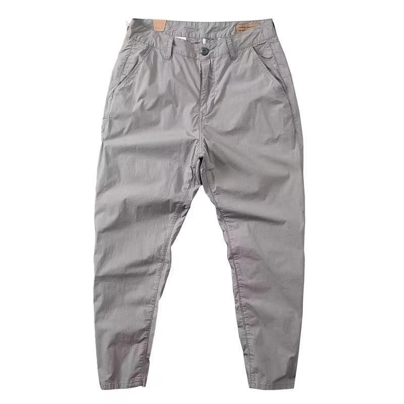 2 In 1 Pure Cotton Men's Loose Nine-cent Trousers (grey And Khaki)