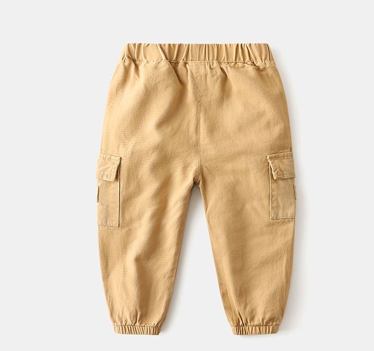 95% Cotton 5% Spandex Kids Boys Casual Cargo Pants-Khaki