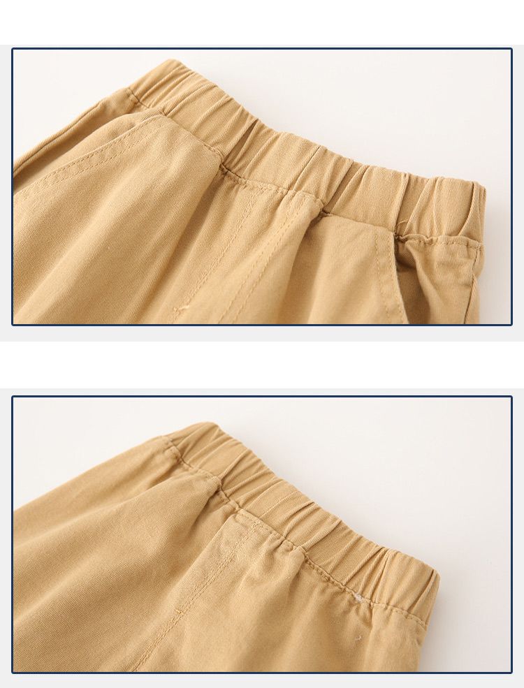 95% Cotton 5% Spandex Kids Boys Casual Cargo Pants-Khaki