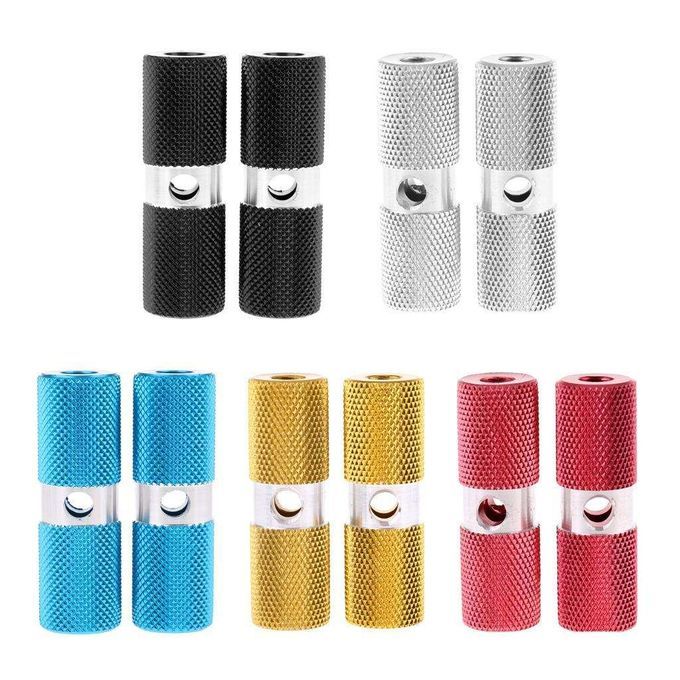 2Pcs Aluminium Alloy Cylinder BMX Front Rear Axle Foot Pegs Bike Black