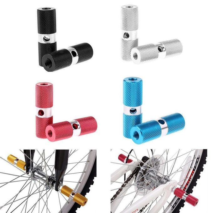 2Pcs Aluminium Alloy Cylinder BMX Front Rear Axle Foot Pegs Bike Black