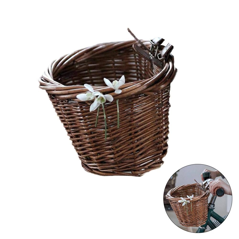 Kids Front Handlebar Bicycle Rattan Basket Handwov