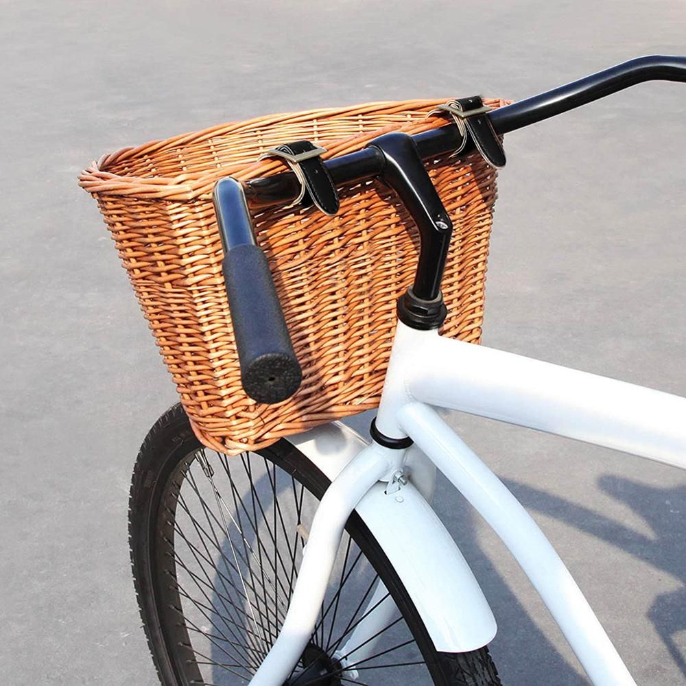 Kids Front Handlebar Bicycle Rattan Basket Handwov