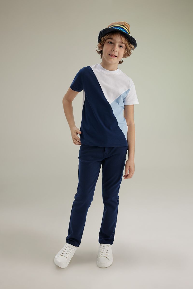 Boy Casual Regular Fit Crew Neck Knitted Short Sleeve T-Shirt - White