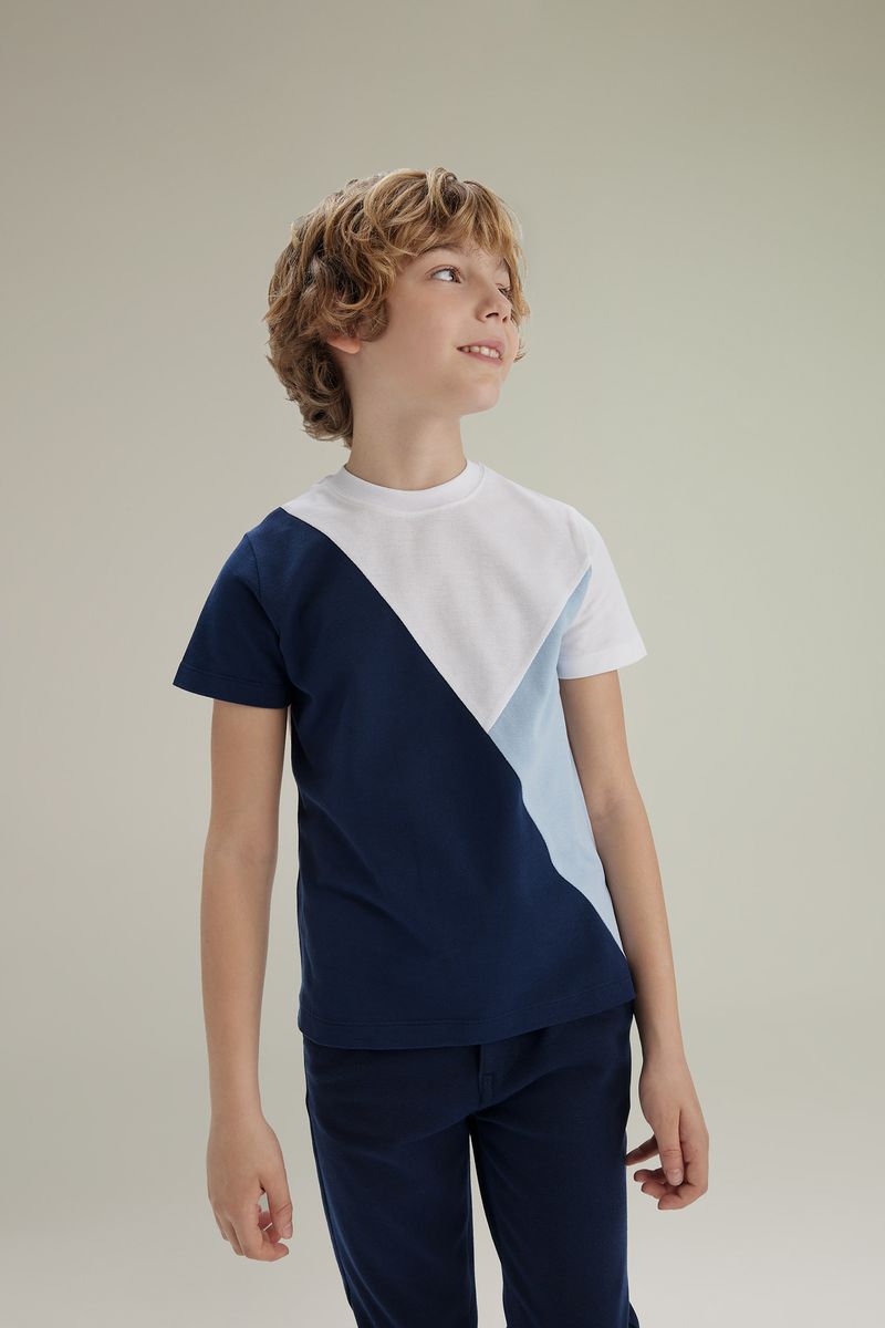 Boy Casual Regular Fit Crew Neck Knitted Short Sleeve T-Shirt - White