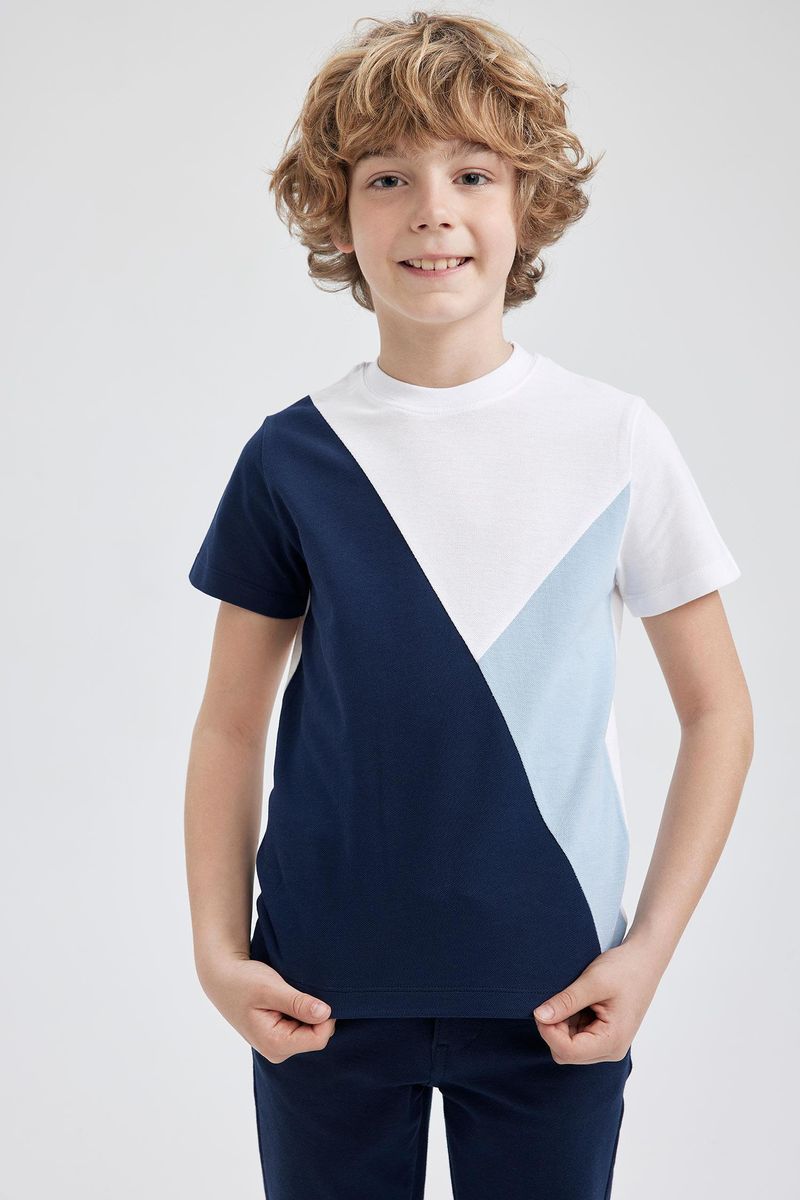 Boy Casual Regular Fit Crew Neck Knitted Short Sleeve T-Shirt - White