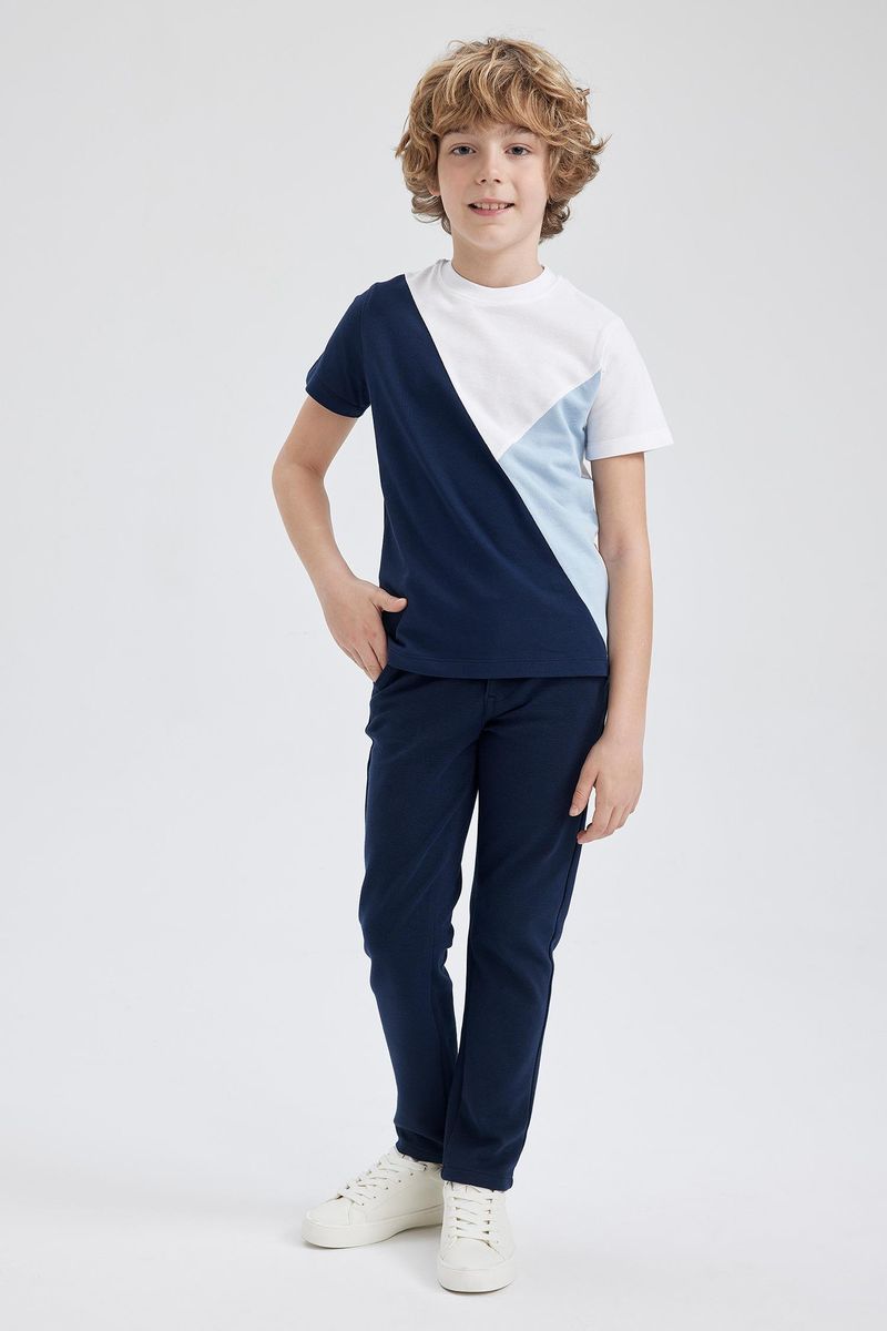 Boy Casual Regular Fit Crew Neck Knitted Short Sleeve T-Shirt - White