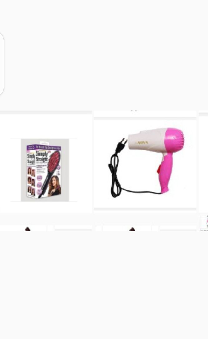 Hair Straightener Brush/ Comb With Dryer -pink
