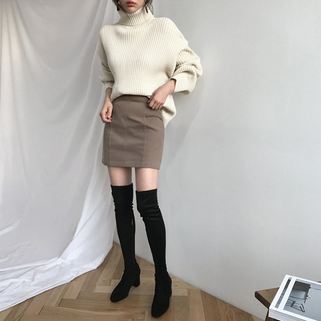 Solid Color Turtleneck Outer Wear Pullover Casual Sweater