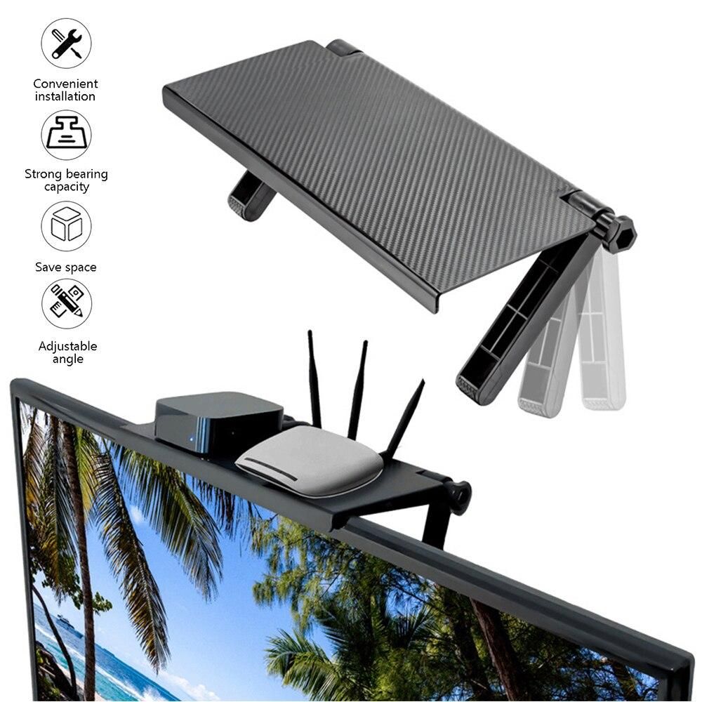 Adjustable TV Screen Top Storage Shelf Rack Holder Computer Monitor Desktop Stand TV Rack Display Shelf Organizer Bracket
