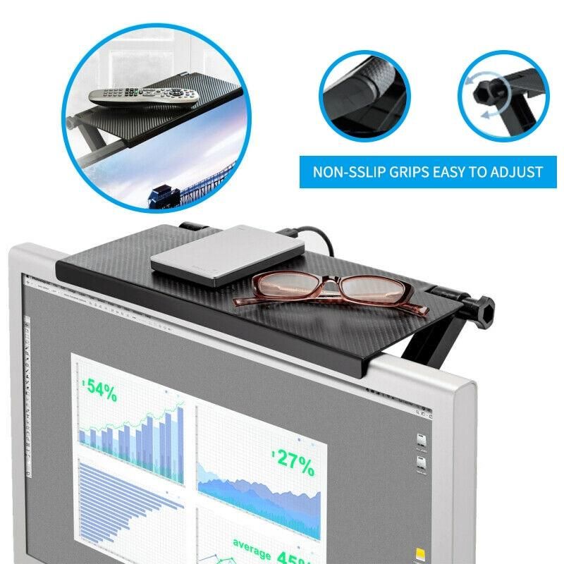 Adjustable TV Screen Top Storage Shelf Rack Holder Computer Monitor Desktop Stand TV Rack Display Shelf Organizer Bracket