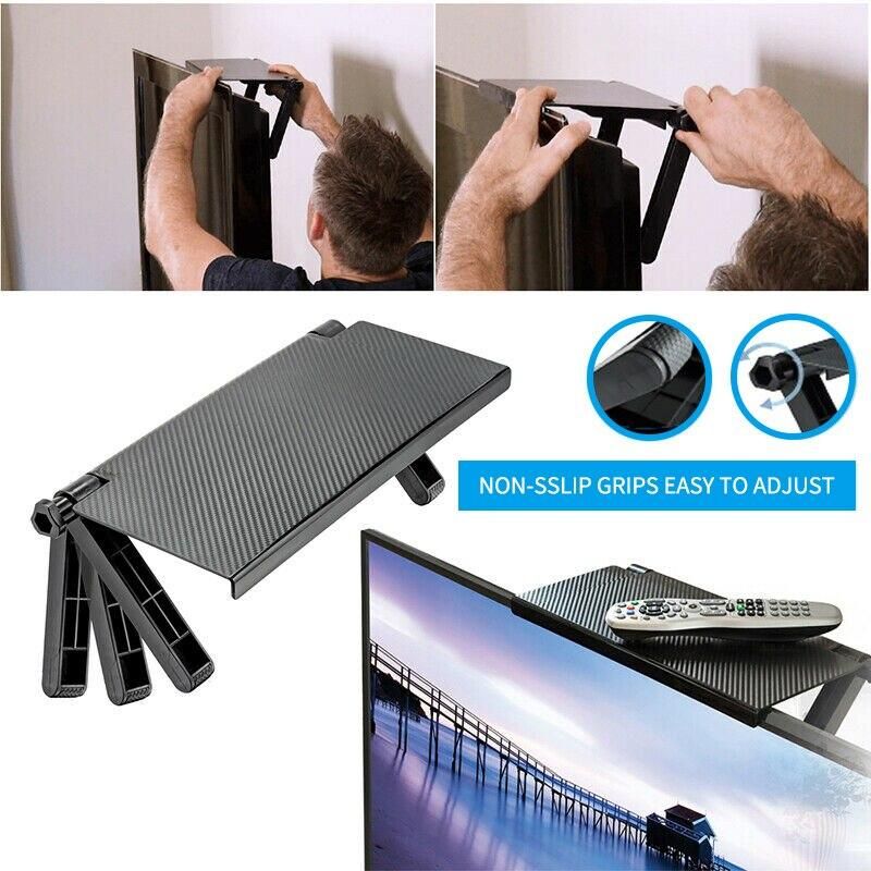 Adjustable TV Screen Top Storage Shelf Rack Holder Computer Monitor Desktop Stand TV Rack Display Shelf Organizer Bracket