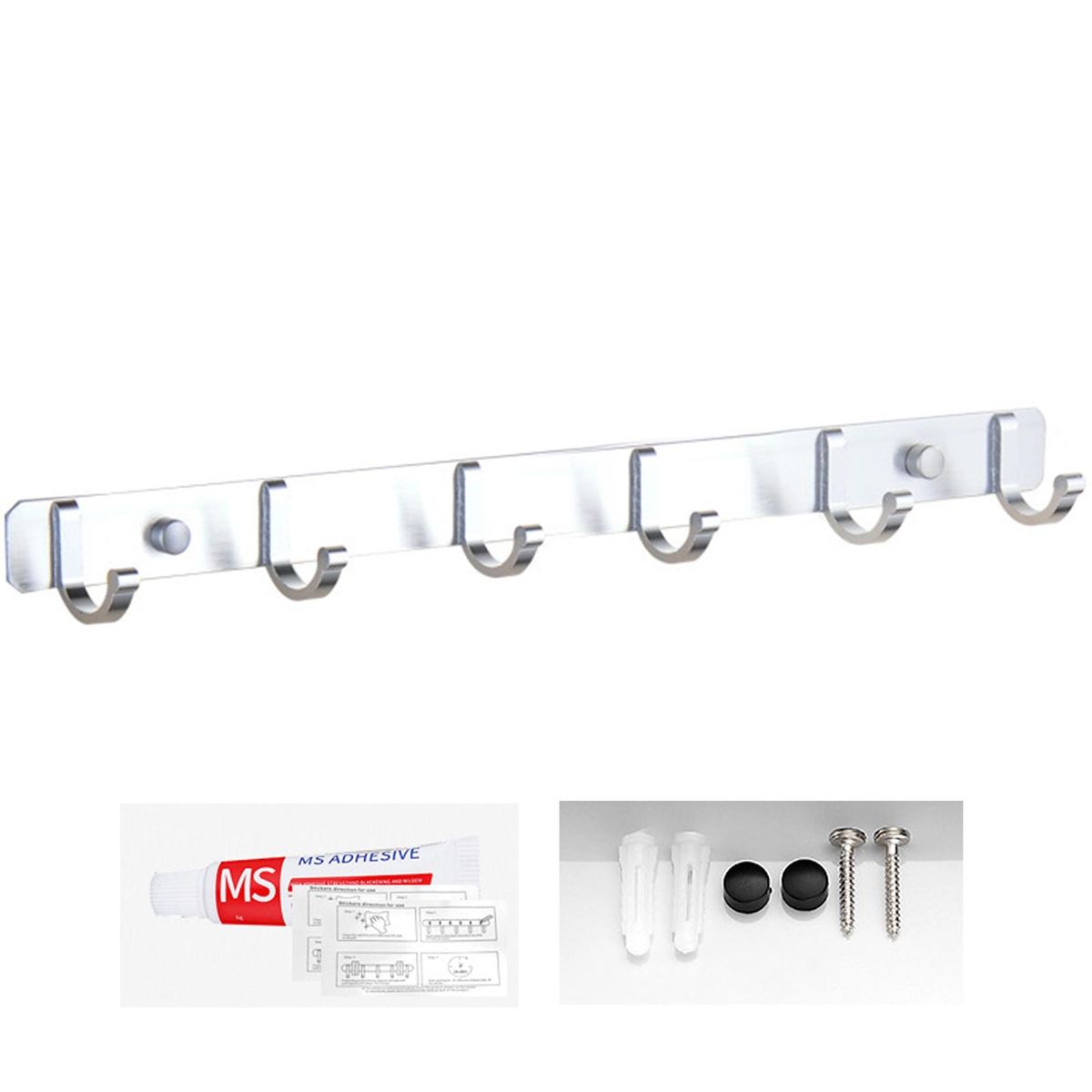 Door Hook Wall-Mounted Clothes Scarf Door Hanger Hook Silver
