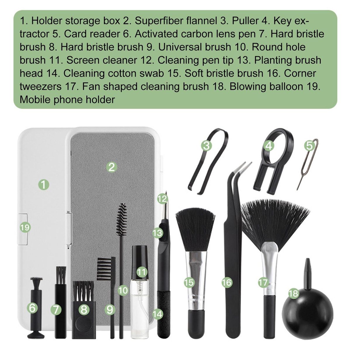 Headphone Pen Set Techclean 18-in-1 Electronics Kit for Screens Black