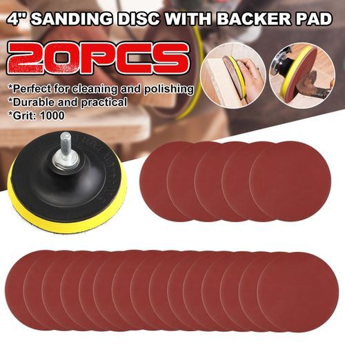 10Pc 4" Sanding Disc Sandpaper 1000# With Backer Pad (with Drill Adapter)