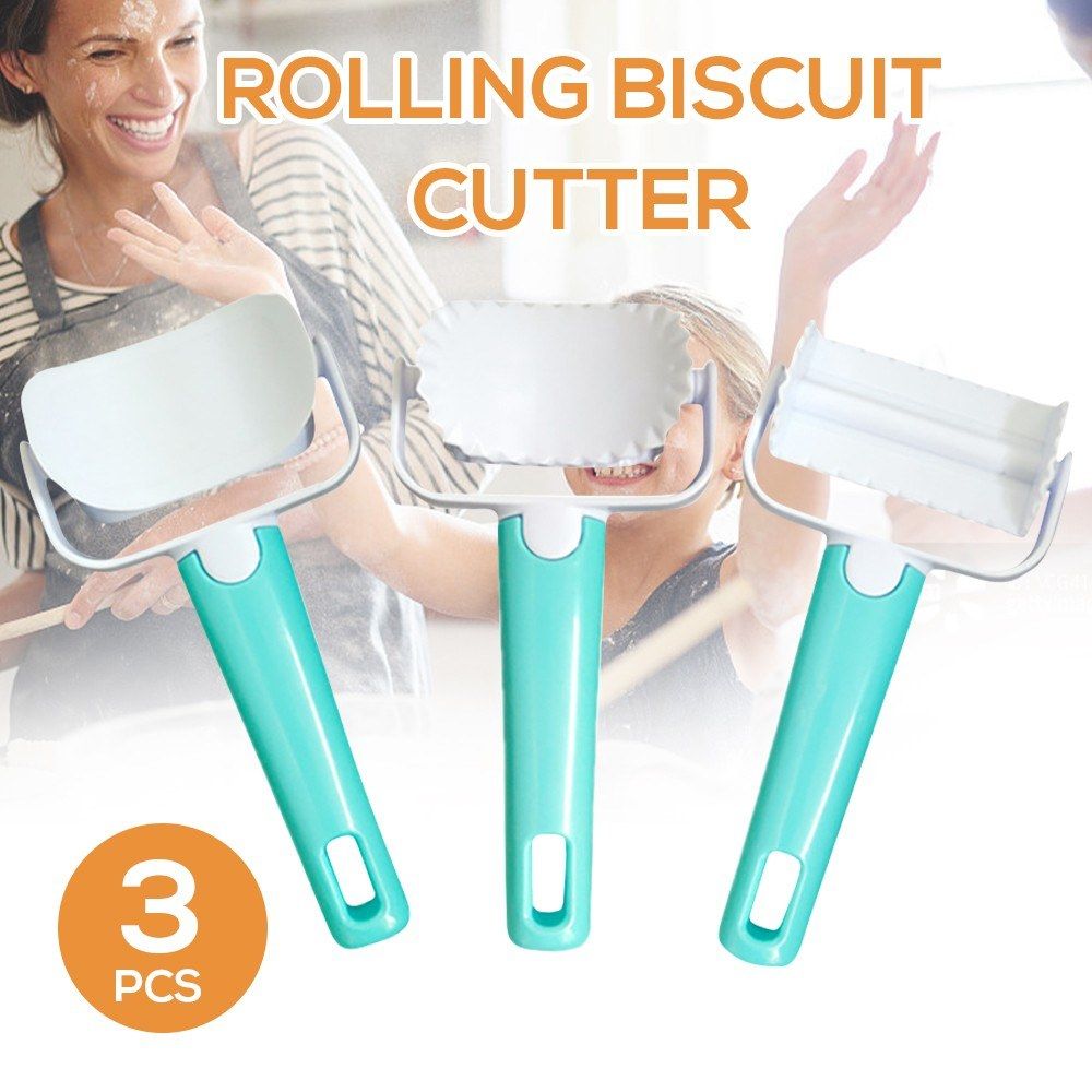 3PCS Rolling Cookie Cutters Set Round Biscuit Cutters