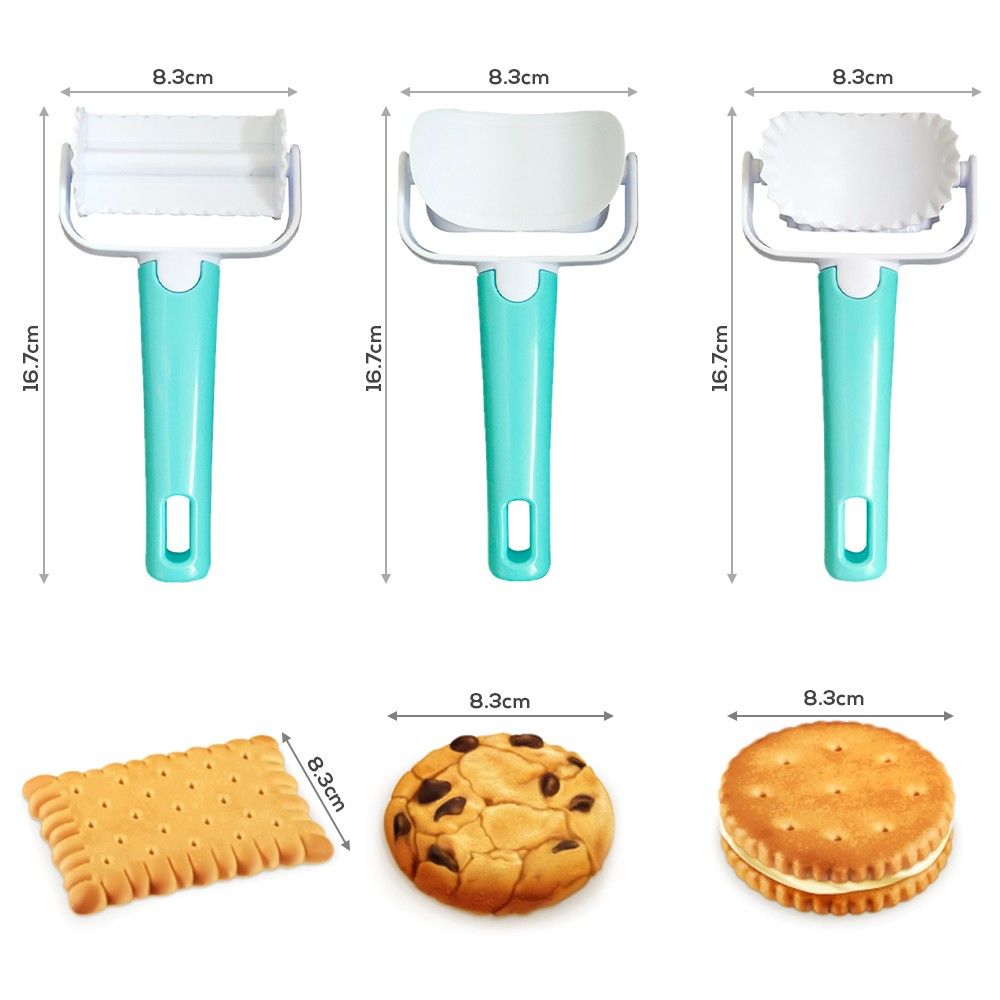 3PCS Rolling Cookie Cutters Set Round Biscuit Cutters