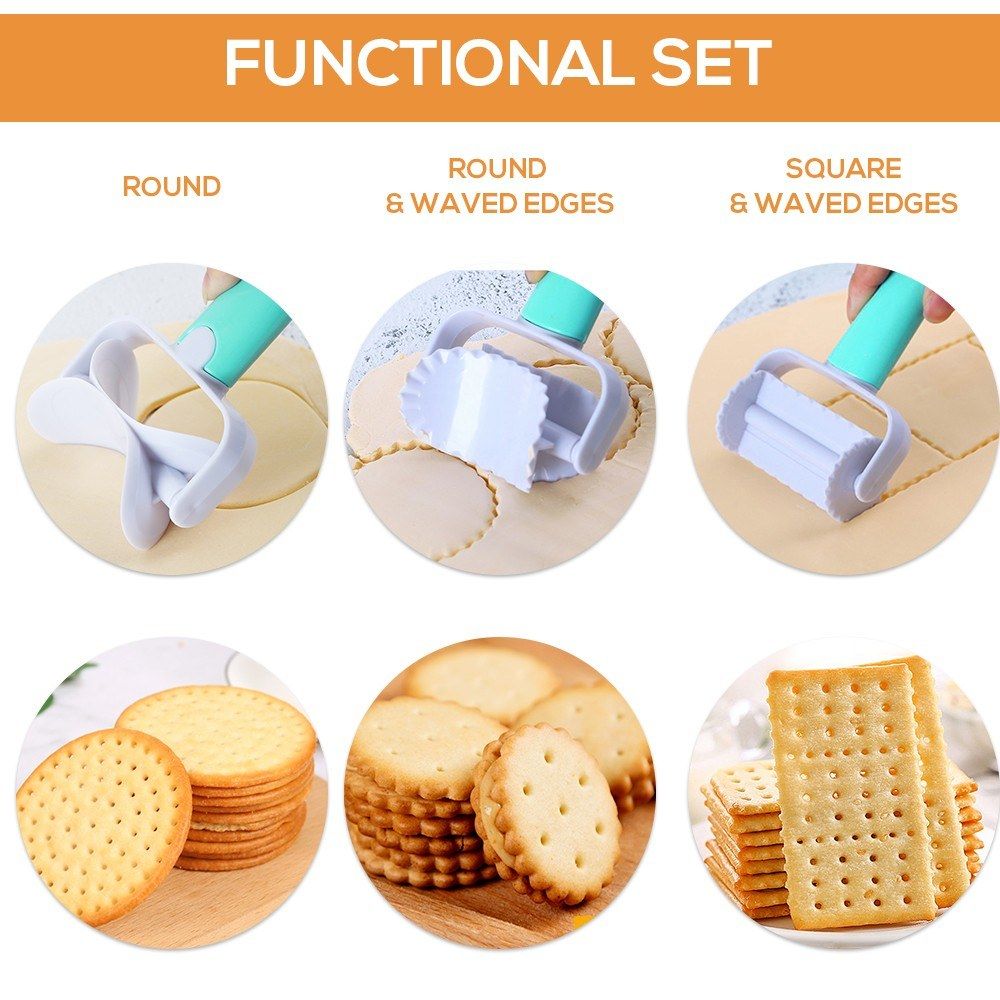 3PCS Rolling Cookie Cutters Set Round Biscuit Cutters