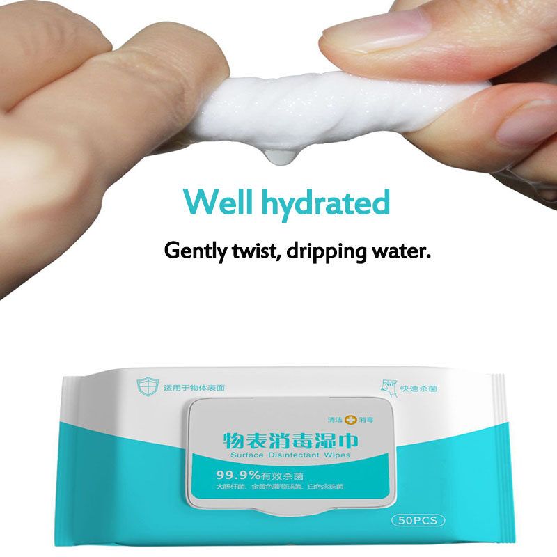 50pcs / Box Universal Disinfection Tablet Wet Wipe Portable Jewelry Phone Cleaning Care Disinfection Wipes Protective Hand Sanitizer