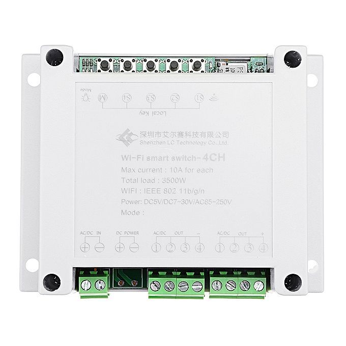 AC 220V 10A Control Smart Switch Point Remote Relay 4 Channel WiFi Module With Shell