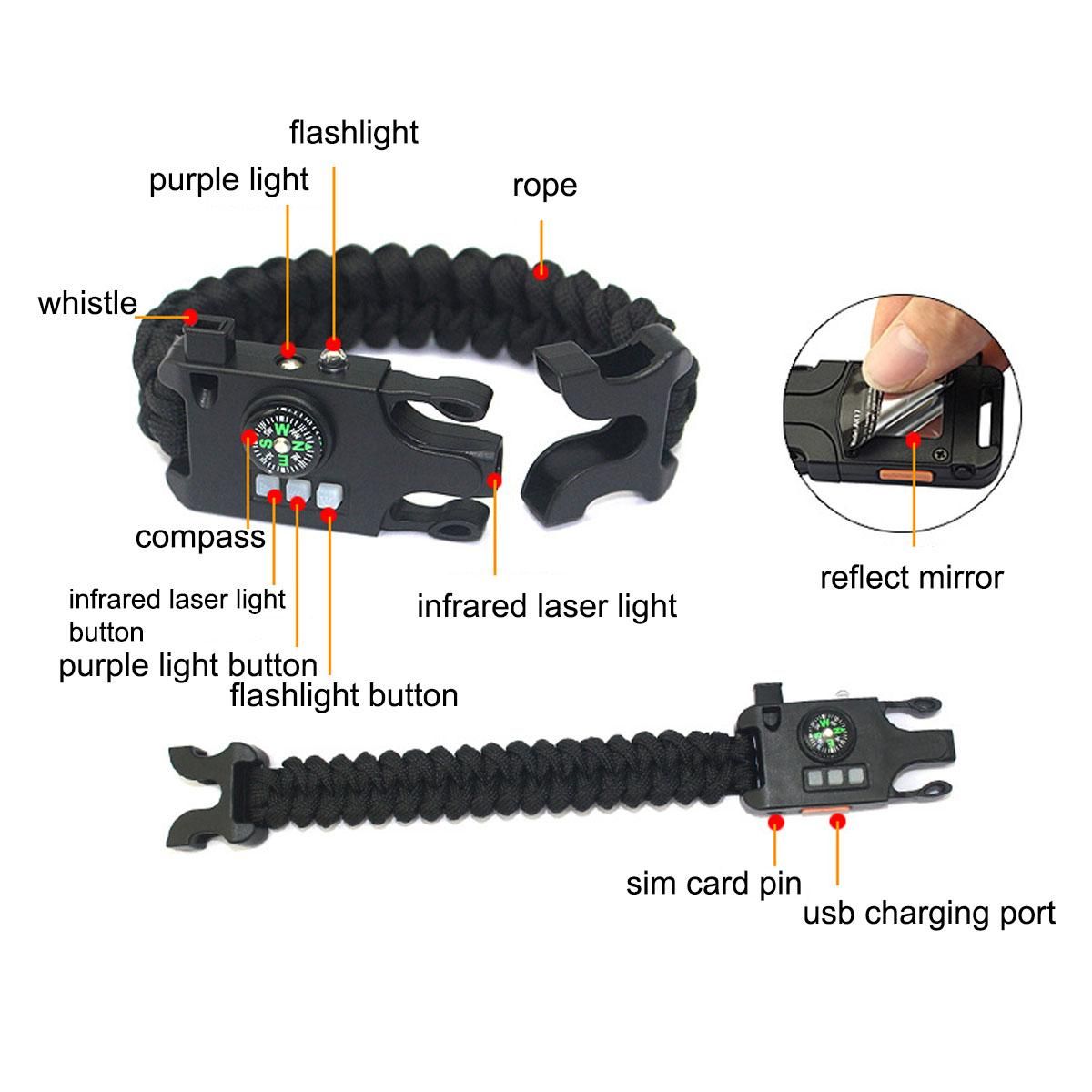7in1 Multifunctional chargeable Weaving Bracelet black