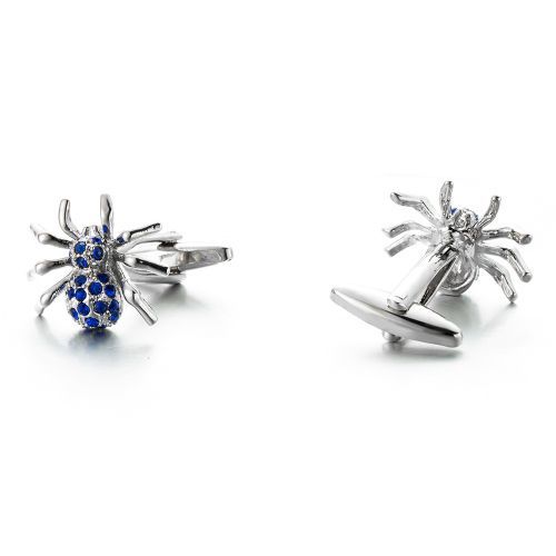 Business French Cufflinks Blue Crystal Spider Cufflinks