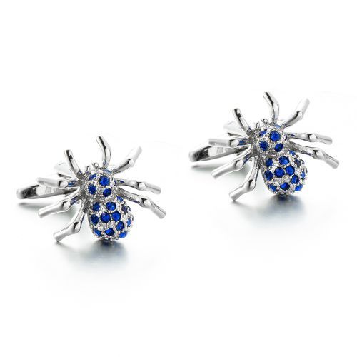Business French Cufflinks Blue Crystal Spider Cufflinks