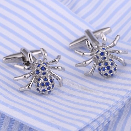 Business French Cufflinks Blue Crystal Spider Cufflinks
