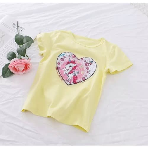 Kids Sequins T-shirt - Yellow