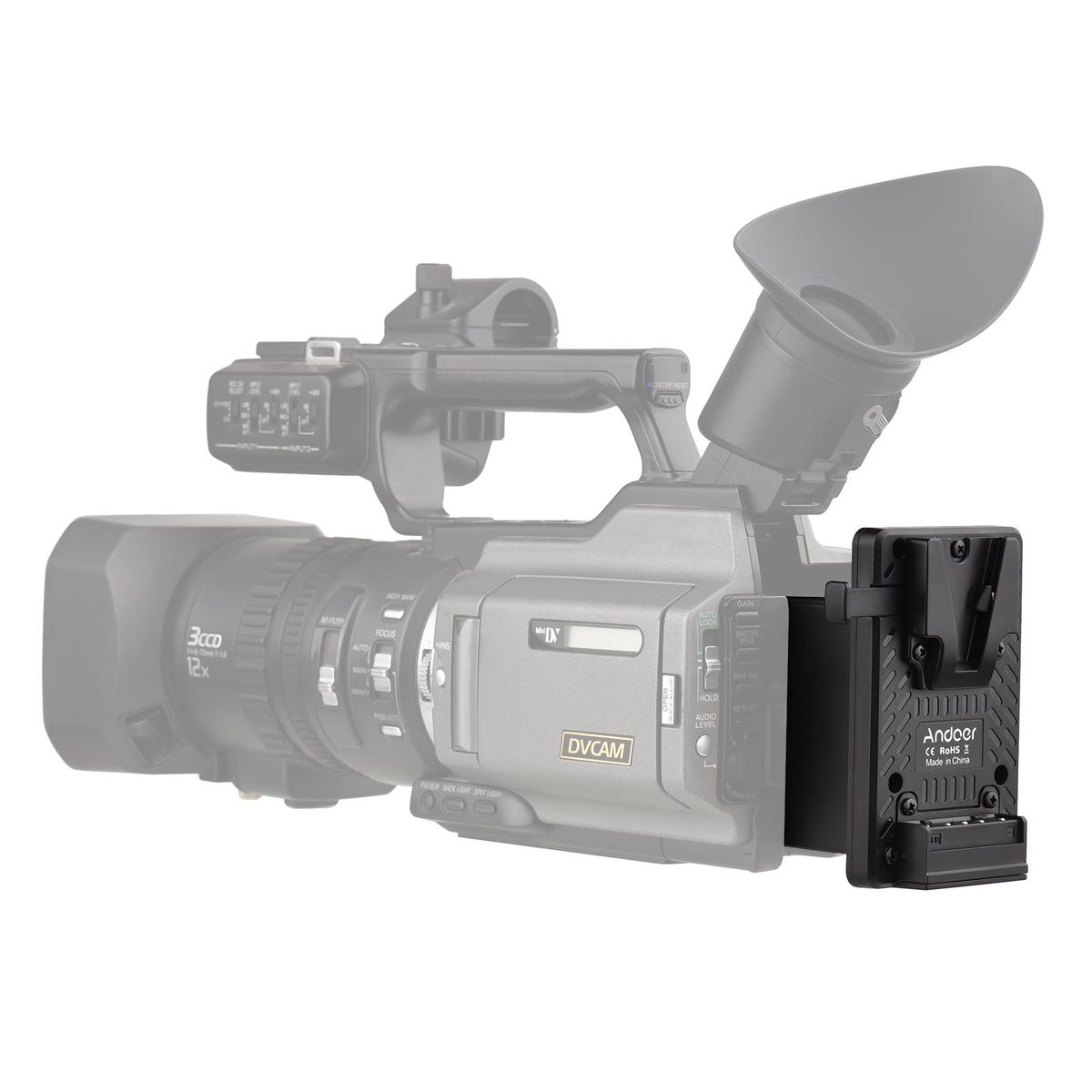 Andoer V-Lock V Mount Battery Plate to NP-F Dummy Battery Adapter Built-in Battery Decode Chip Replacement for Sony PXW-Z150/ HXR-MC2500/ MC1500C/ NX3/ NX5R/ NX5C/ NX100/ NX200/ HDR-AX2000E/ FDR-AX1E/ NEX-EA50/ NEX-FS700 Camc