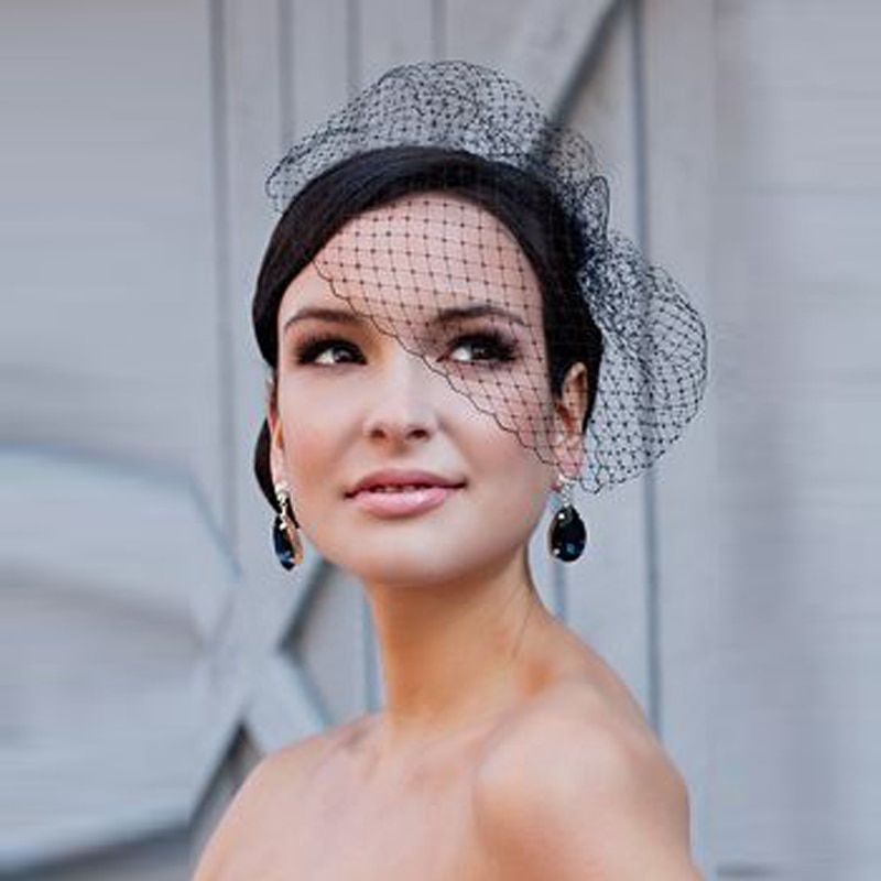Black-Black Veil Blusher Veil Birdcage Veil Elegant Bridal Hair Accessories