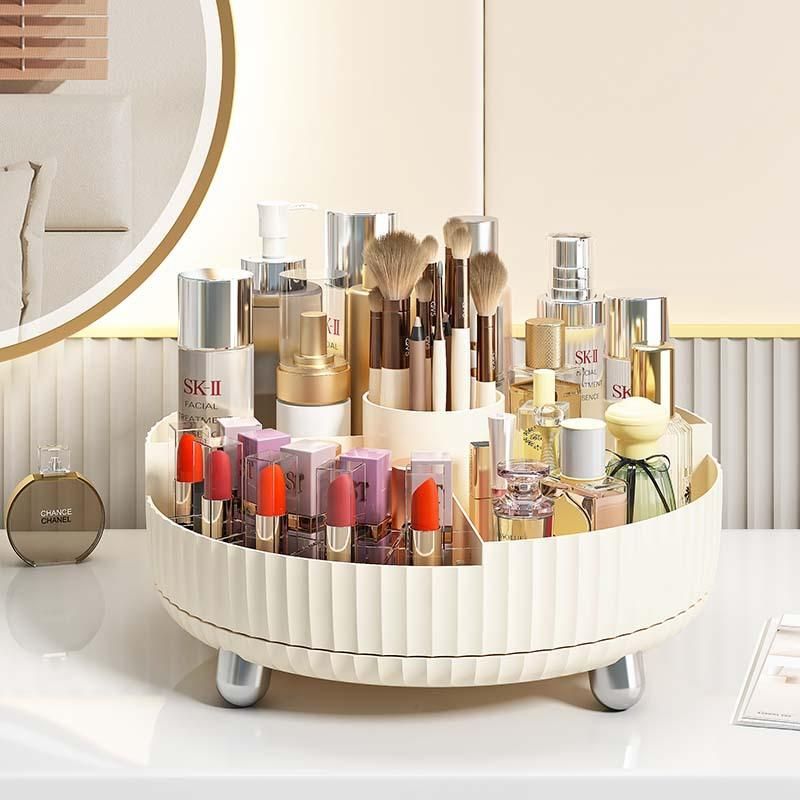 Rotating Cosmetic Brush Storage Container Grid Desktop Eyebrow Pencil Eye Shadow Bucket Cosmetic Lipstick Pen Holder Dresser Storage Box