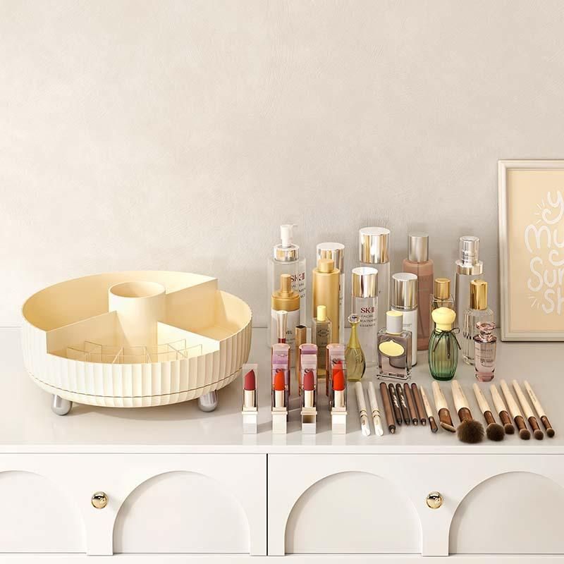Rotating Cosmetic Brush Storage Container Grid Desktop Eyebrow Pencil Eye Shadow Bucket Cosmetic Lipstick Pen Holder Dresser Storage Box