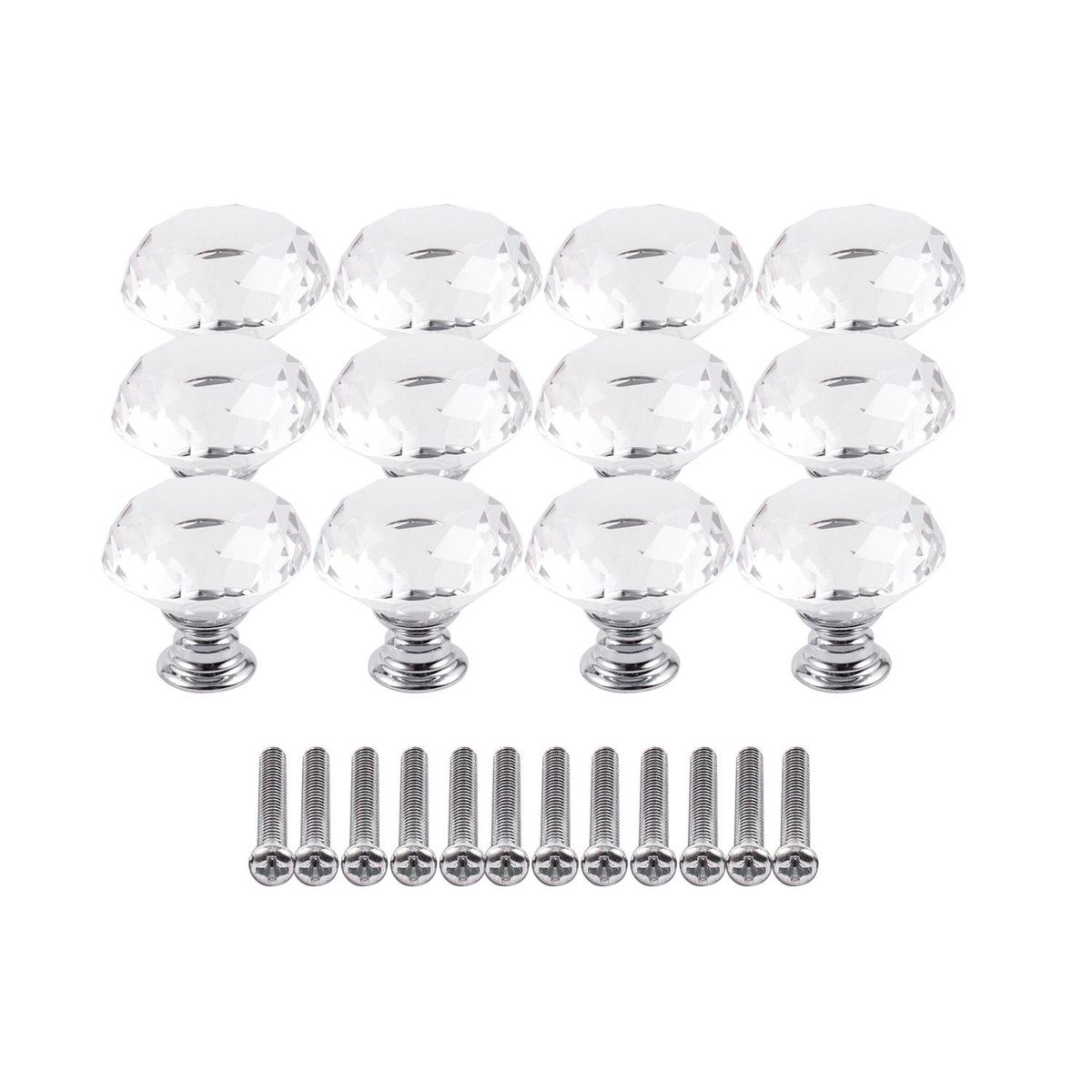12xdiamond-shaped crystal glass handle,30mm drawer