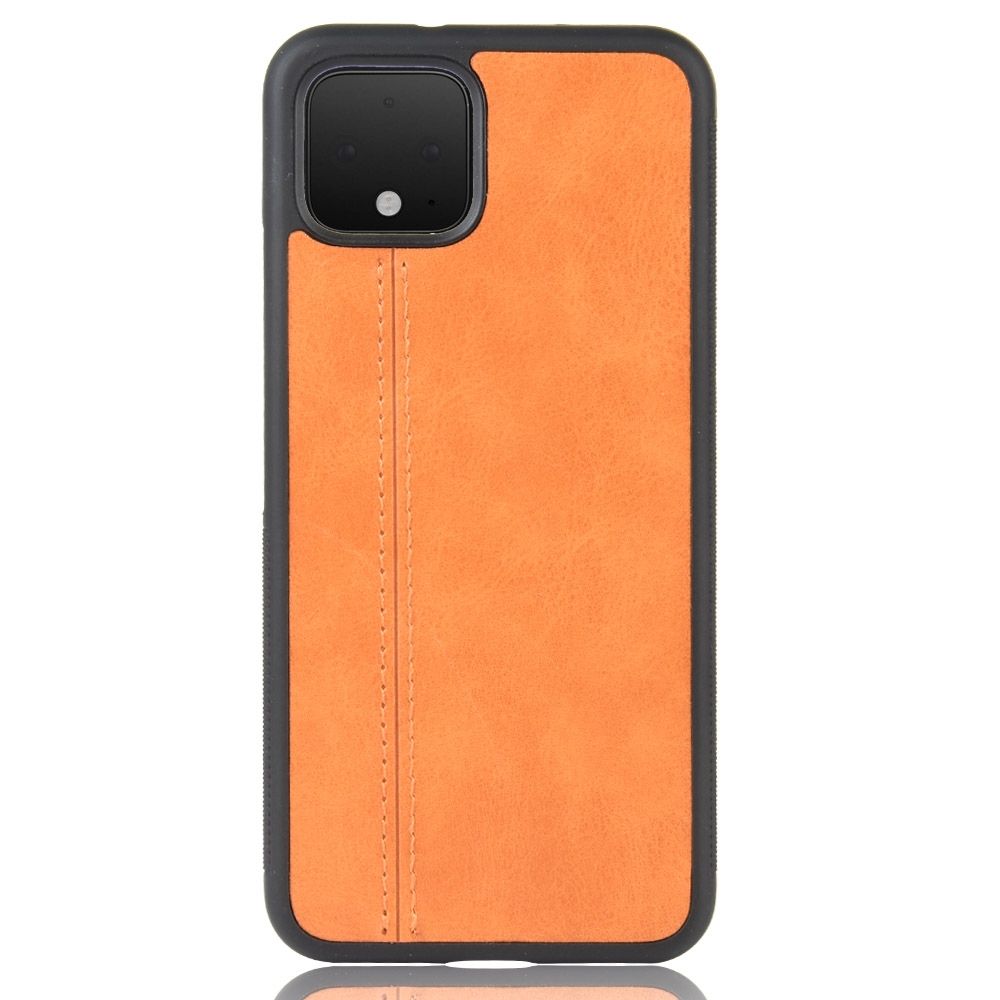 For Google Pixel 4 XL Shockproof Sewing Cow Pattern Skin PC + PU + TPU Case(Orange)